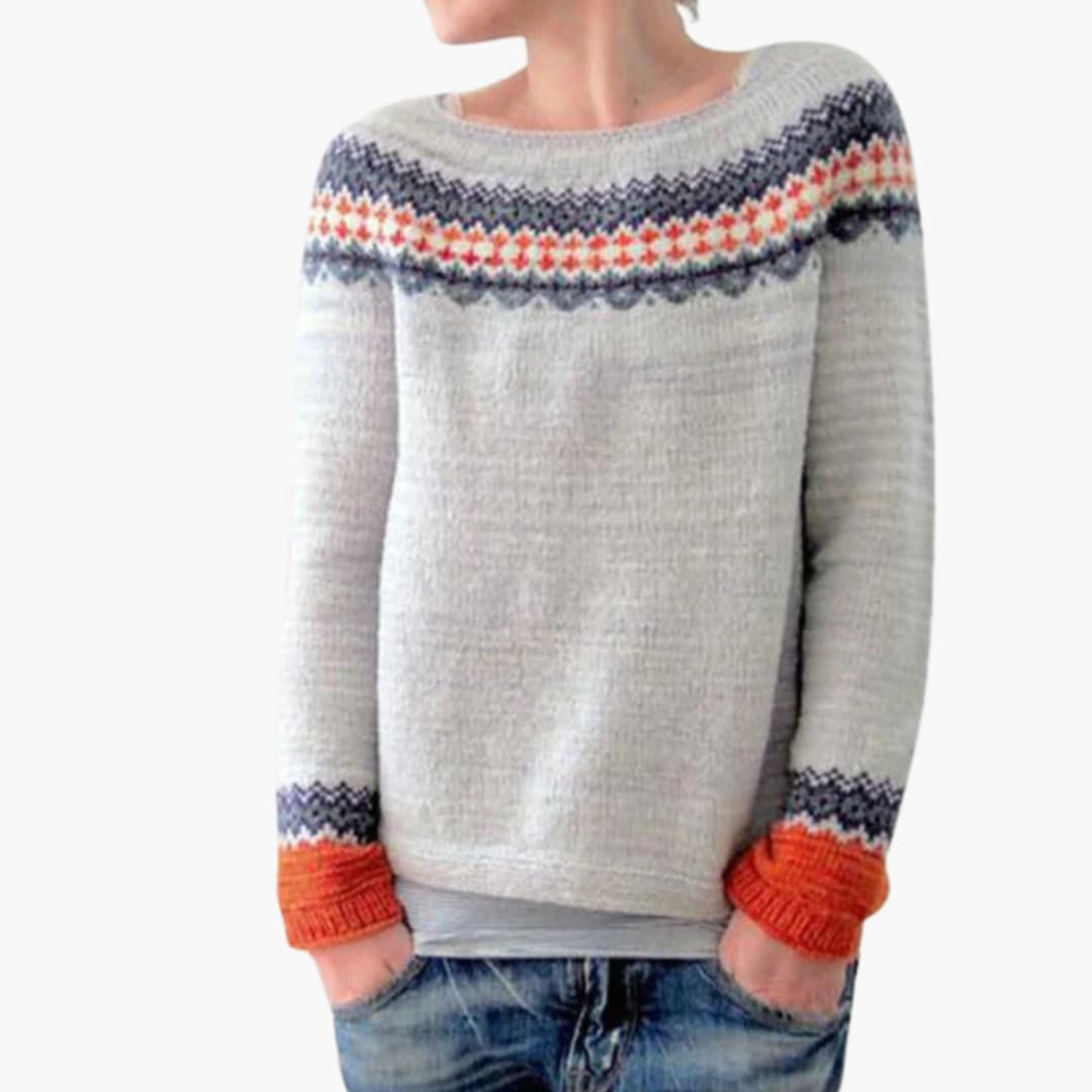 Ladies Crew Neck Tree Print Sweater
