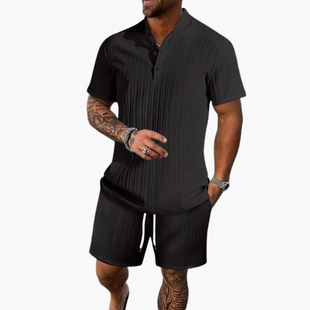 Men's Breathable Polo Shirt and Shorts Combo