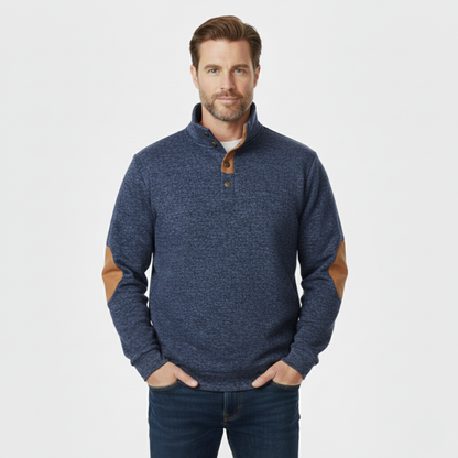 Classic Men's Cable Knit Sweater with Patch Elbows