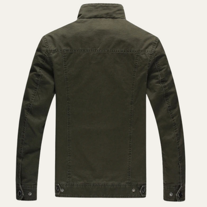Stylish Men's Cotton Cargo Jacket with Multiple Pockets