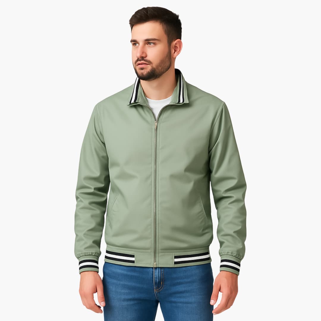 Men's Zip Up Jacket with Striped Bottom