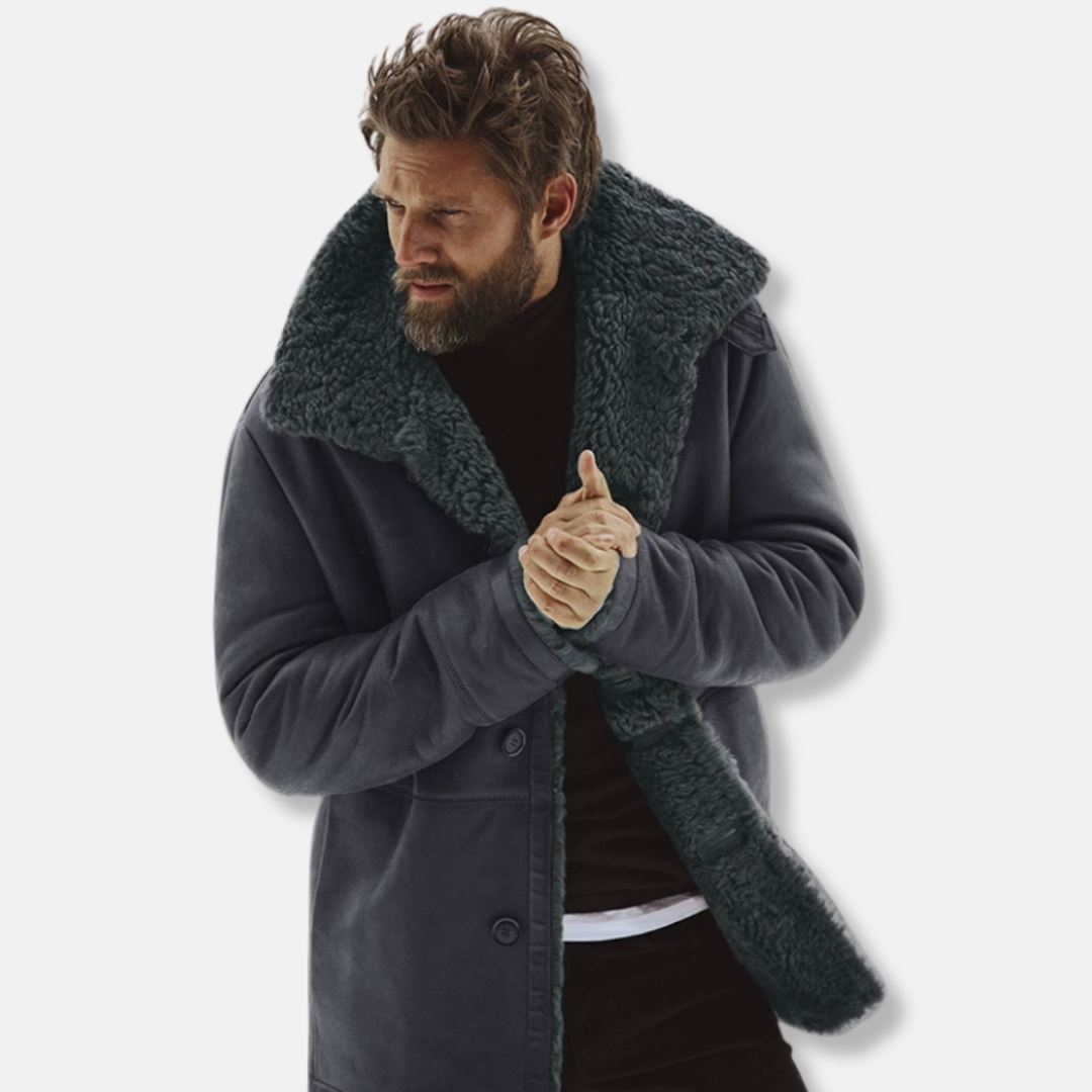 Casual Men's Mid-Length Shearling Coat