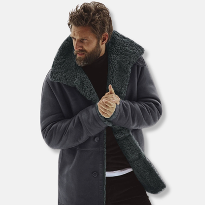 Casual Men's Mid-Length Shearling Coat