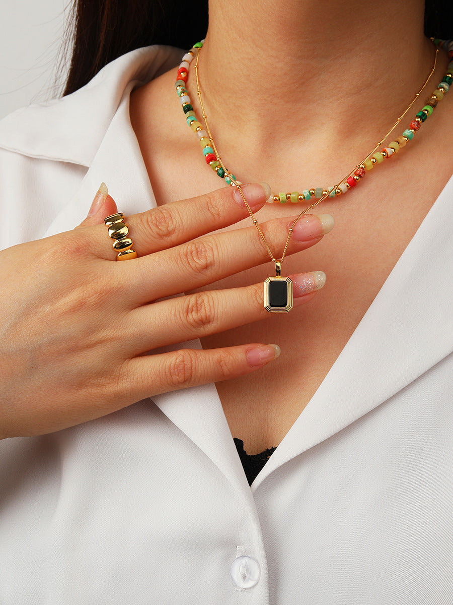 Classic Double Sided Silver Gold Pendant Necklace