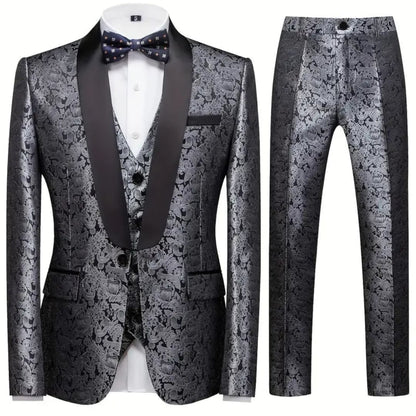 Stylish 3-Piece Mens Slim Fit Suit - Classic Style - Olytrend