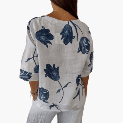 Ladies' Pretty Flower V-Neck Shirt