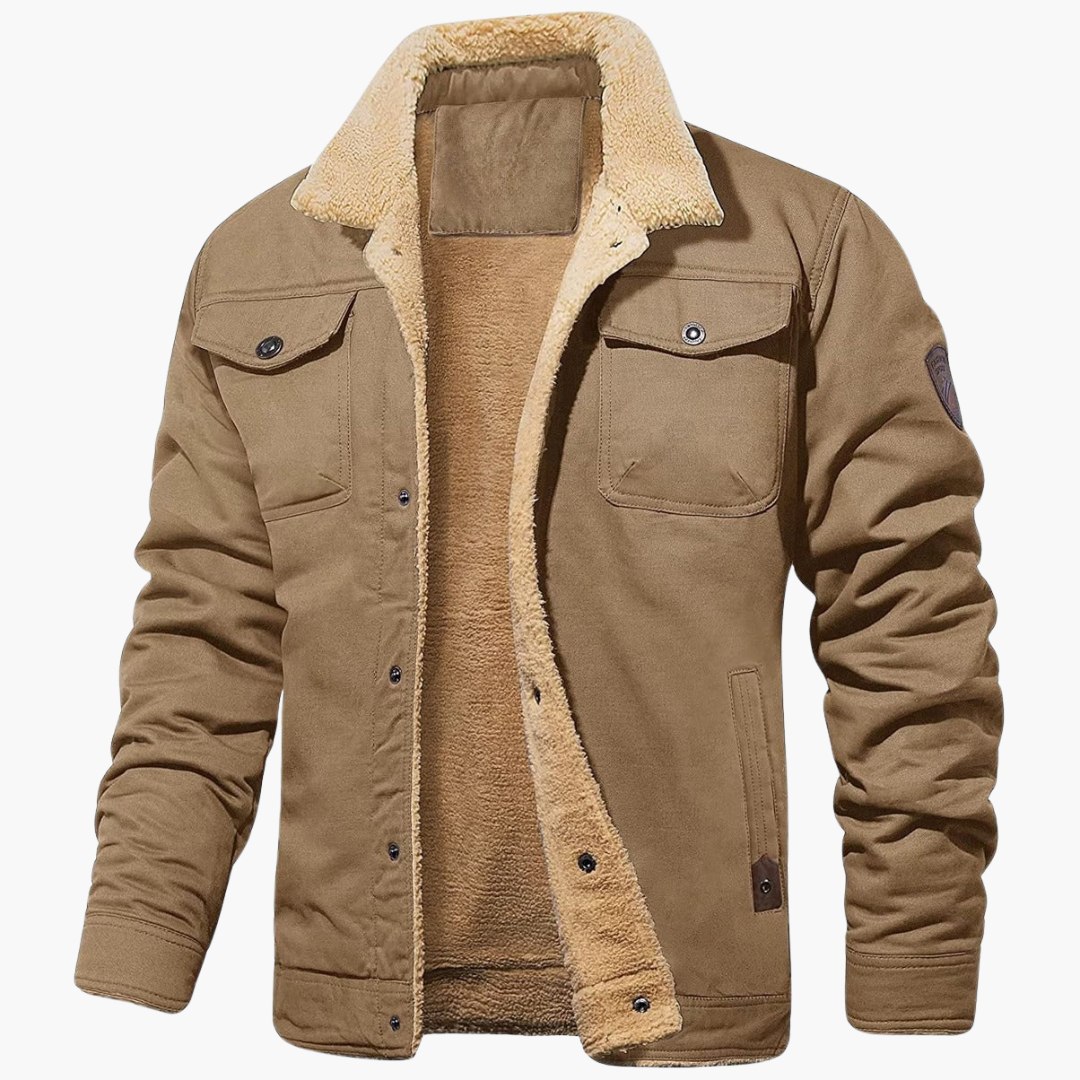 Men's Zip Up Faux Fur Lined Leather Jacket