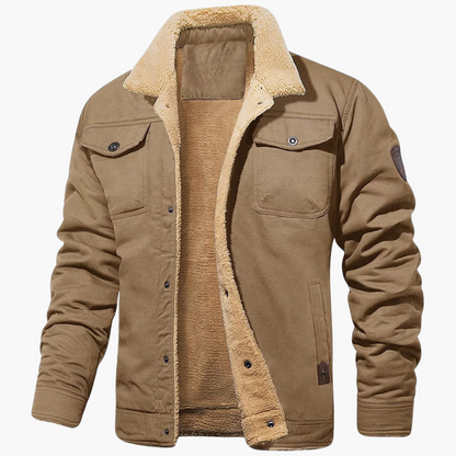 Men's Zip Up Faux Fur Lined Leather Jacket