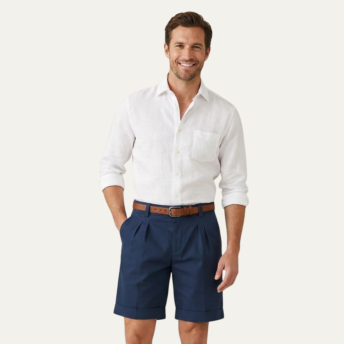 Classic Fit Linen Shorts for Men