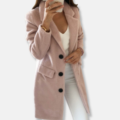 Warm Ladies Wool Knee Length Button Coat