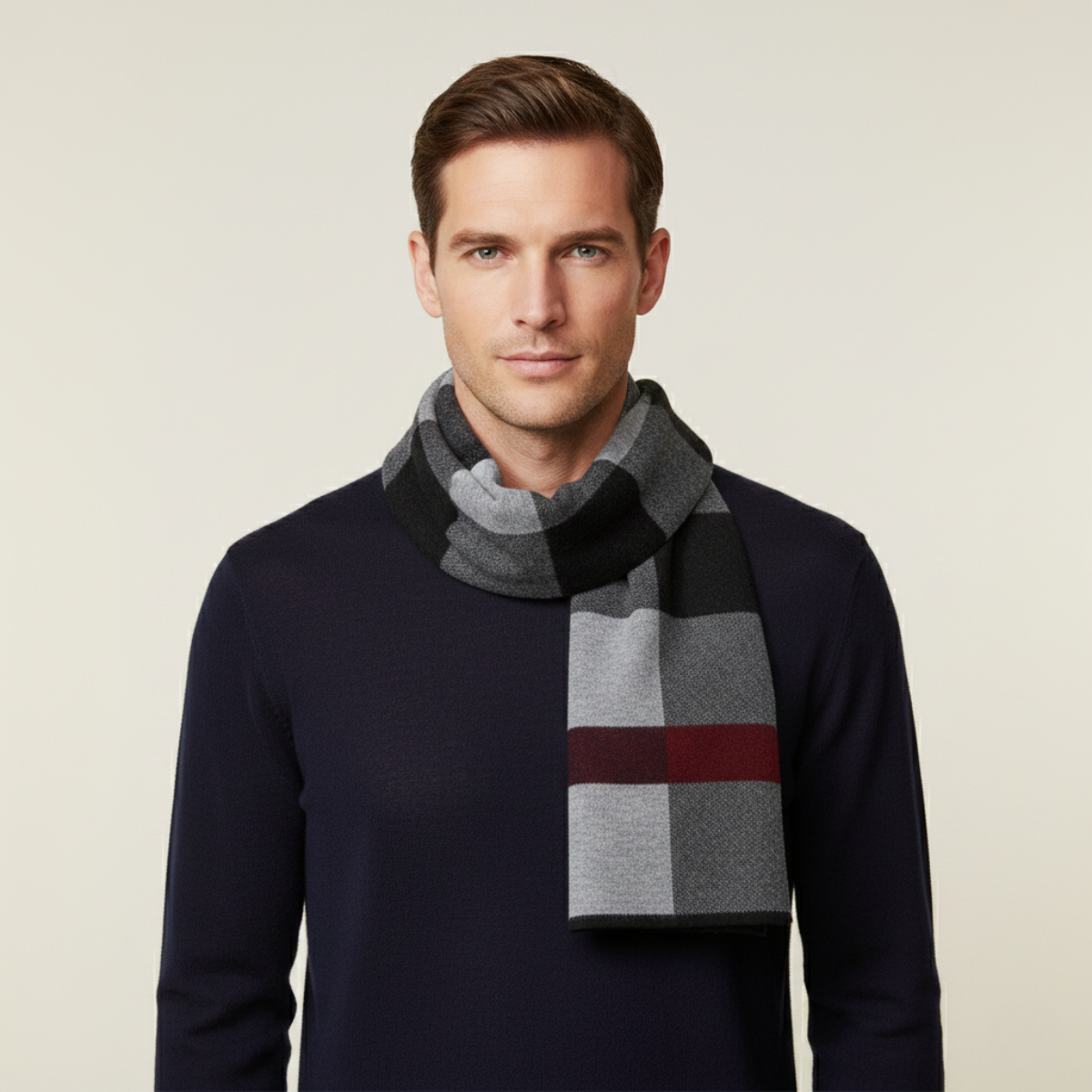 Traditional Plaid Men's Wool Scarf
