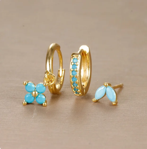 Trendy Mixed Metal Hoop Earrings Set
