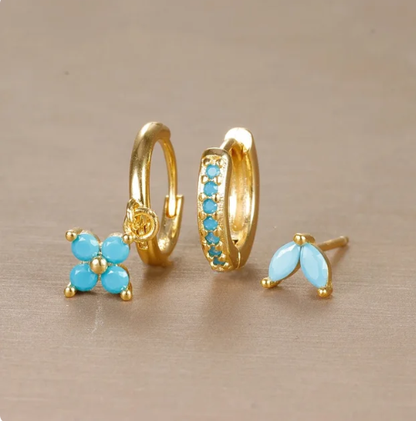 Trendy Mixed Metal Hoop Earrings Set