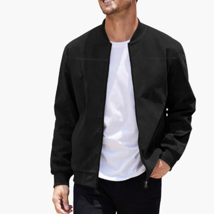 Men's Zip Up Ribbed Collar Bomber Jacket - Olytrend