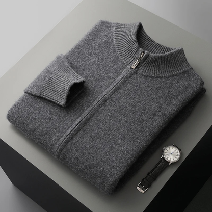 Soft Men's Wool Blend Zipper Cardigan Sweater