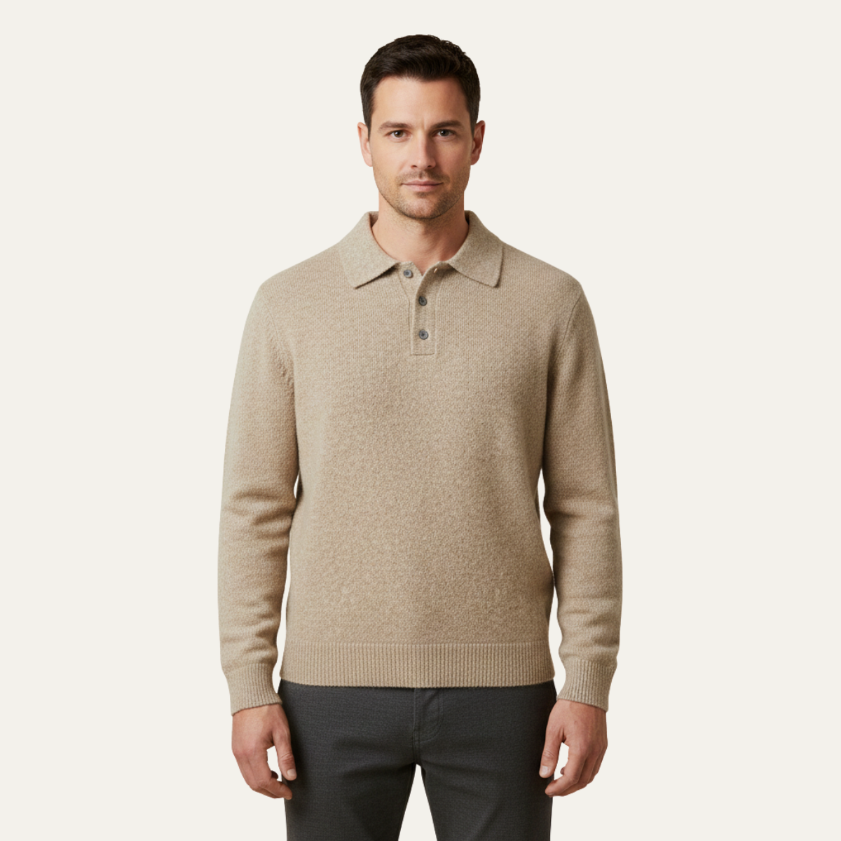 Men's Classic Comfortable Knit Polo Sweater