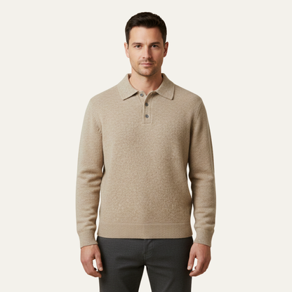 Men's Classic Comfortable Knit Polo Sweater
