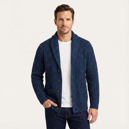 Thick Knit Men's Shawl Collar Sweater Cardigan