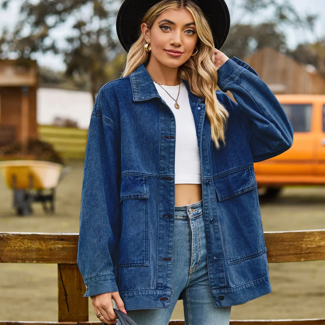 Timeless Retro Blue Jeans Jacket for Ladies