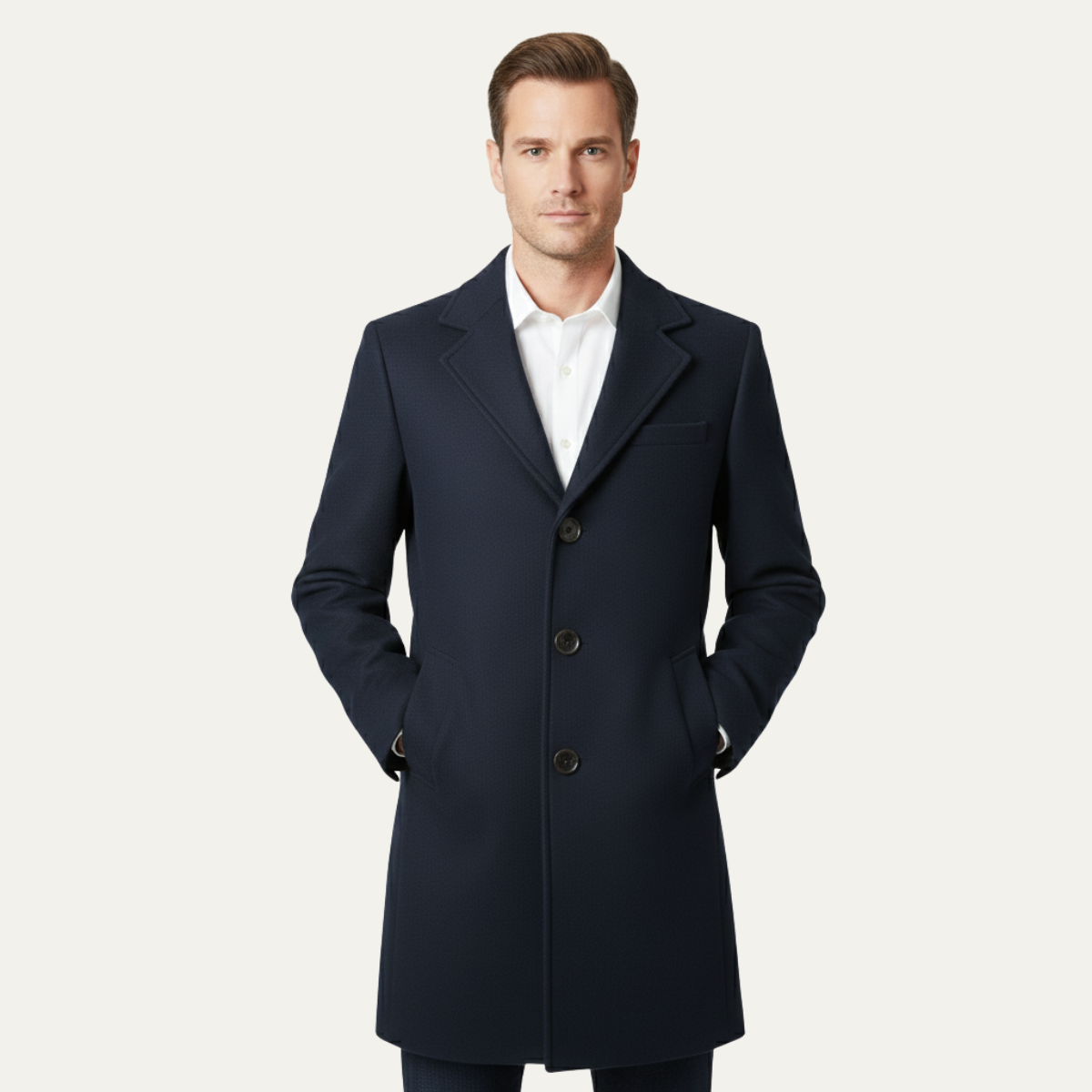 Classic Men's Double Breasted Wool Long Coat