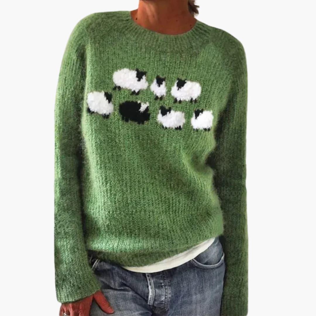 Soft Women's Crew Neck Patterned Sweater