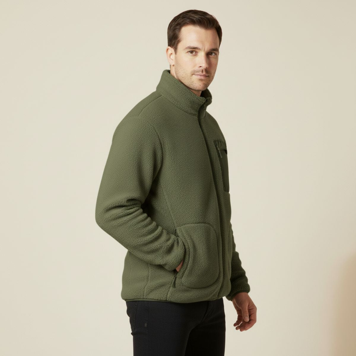 Warm Men's Fleece Zip Up Outdoor Jacket