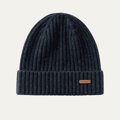 Warm Mens Ribbed Cashmere Winter Hat