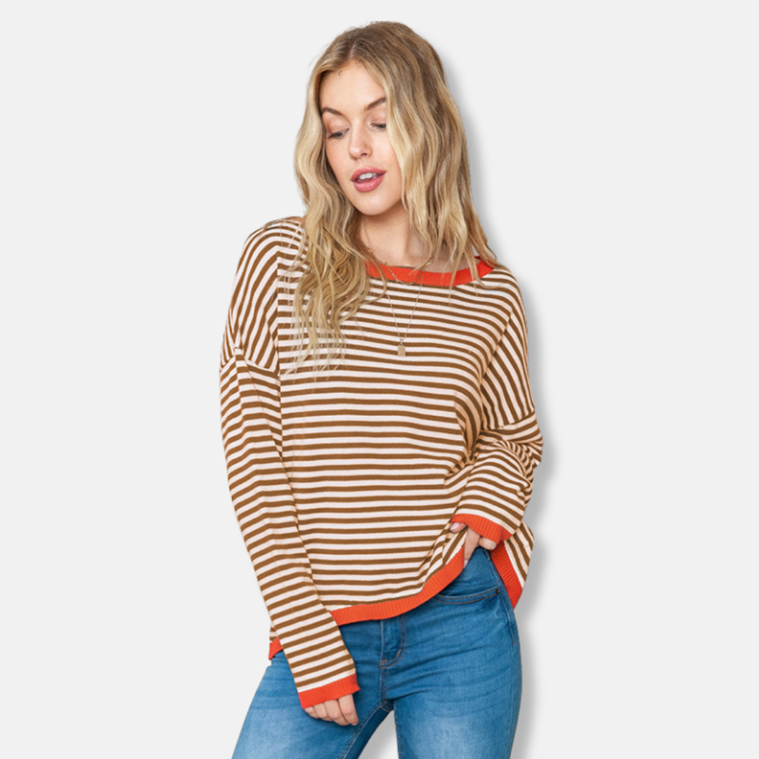 Comfy Casual Striped Cotton Sweater