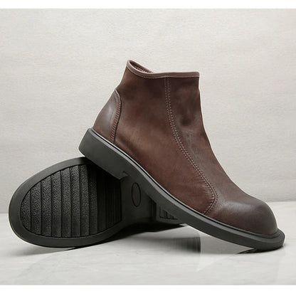 Insulated Men's Faux Leather Ankle Boots with Zip