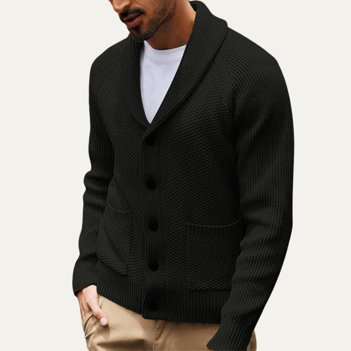 Classic Men's Crew Neck Knit Sweater with Pockets