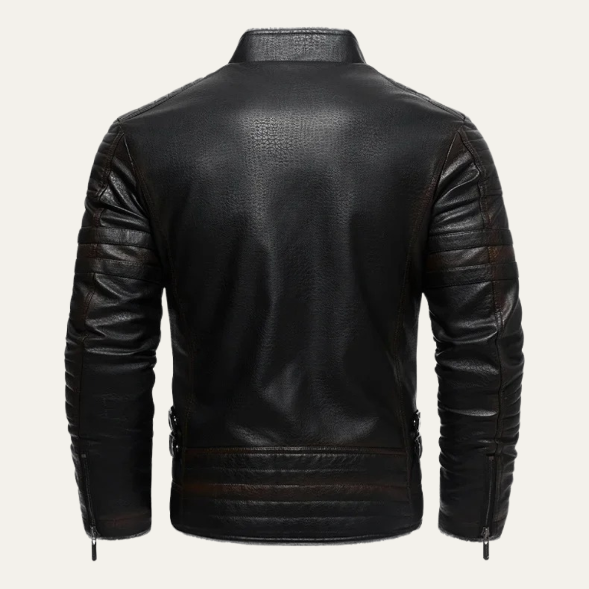 Brown Mens Classic Faux Shearling Leather Coat