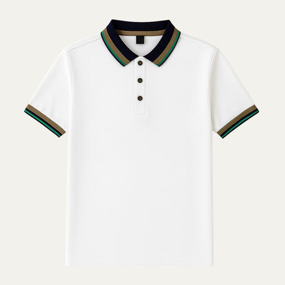 Classic Navy Blue Striped Polo Shirt