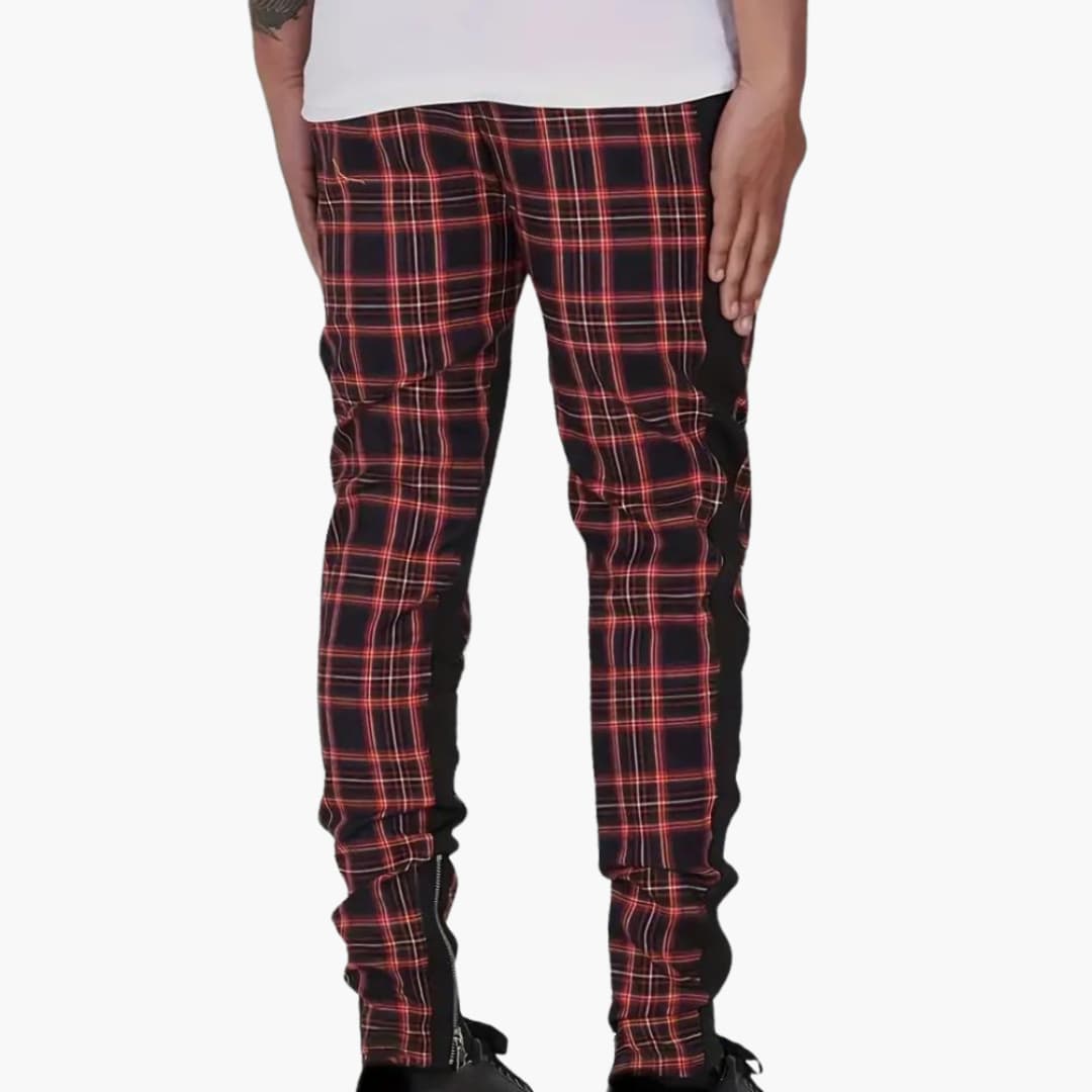 Lightweight Summer Linen Pants with Plaid Design