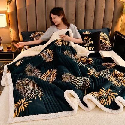 Cozy Floral Sherpa Throw Blanket