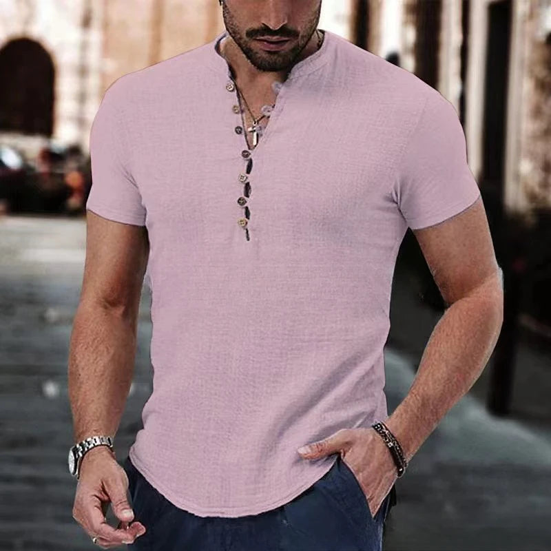 Slim Fit Short Sleeve Mens Casual Shirt