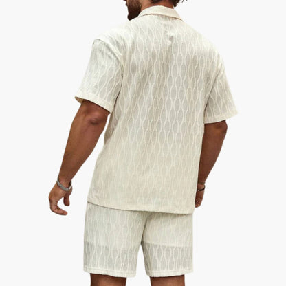 Breathable Summer Mens Shorts Shirt Set
