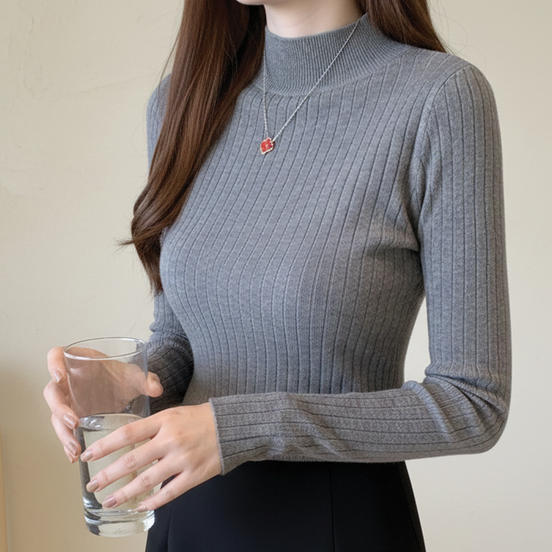 Textured Crew Neck Sweater Top