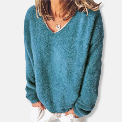 Casual V Neck Long Sleeve Sweater