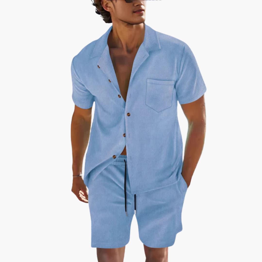 Men's Casual Shorts Set with Short Sleeve Top