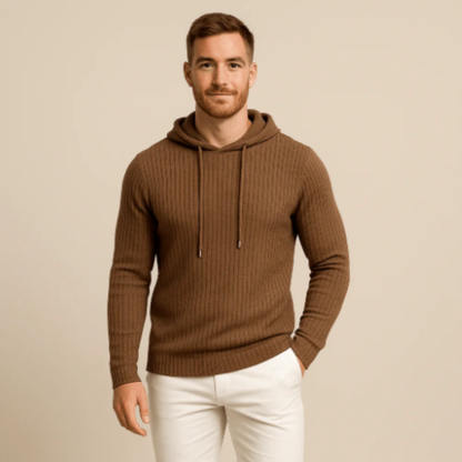 Slim Fit Men's Ribbed Hoodie Sweatshirt