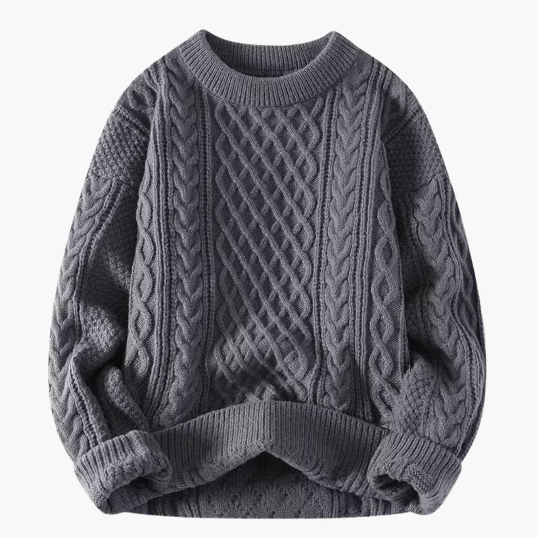 Classic Crew Neck Cable Knit Women's Sweater