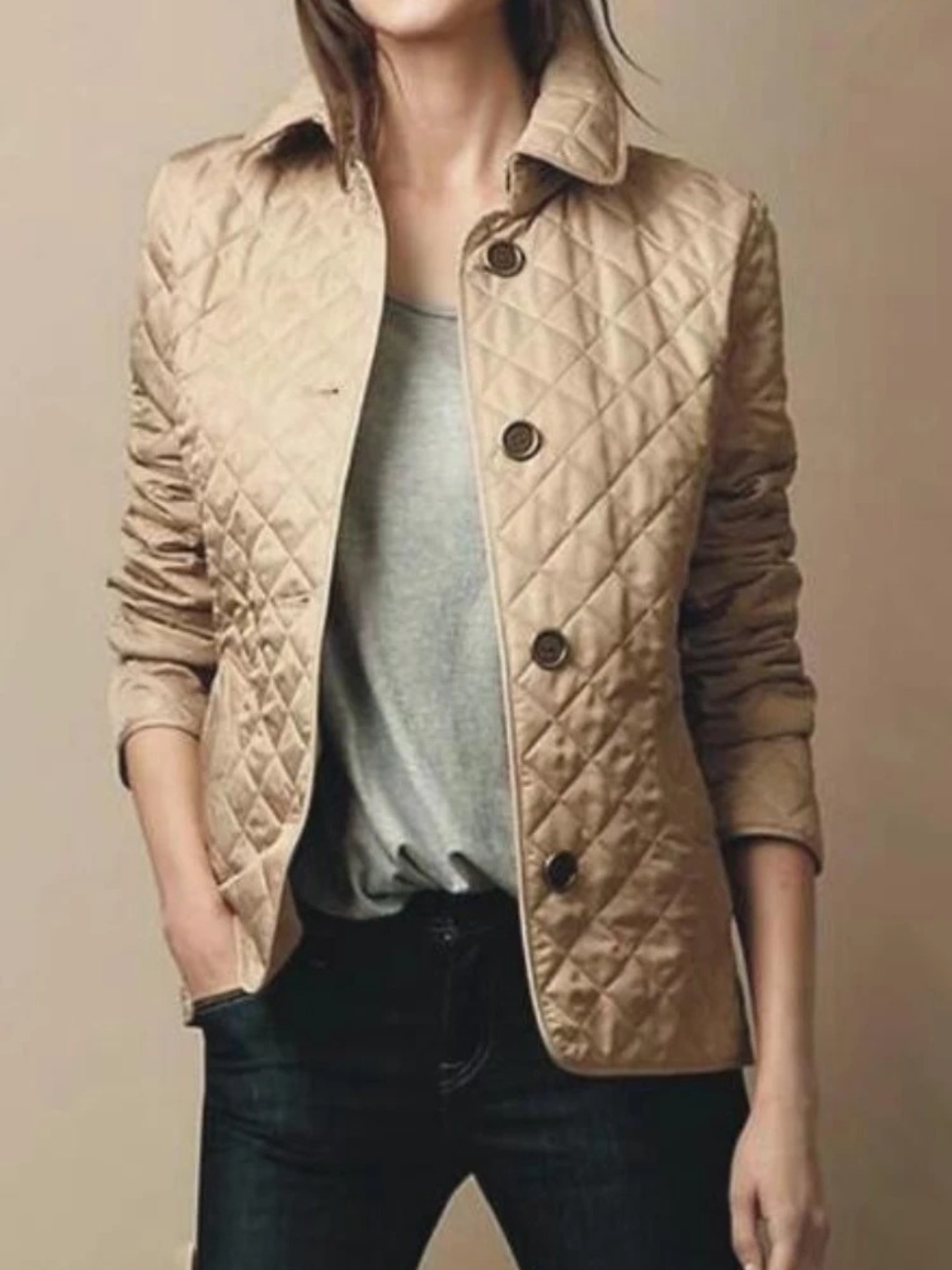 Relaxed Fit Padded Women's Coat with Soft Collar