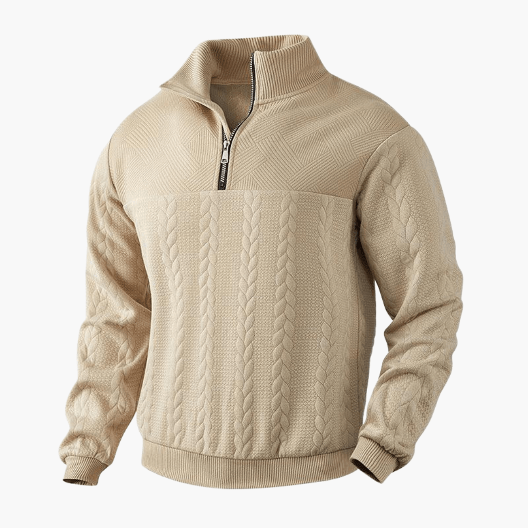 Classic Crew Neck Cable Knit Sweater for Men