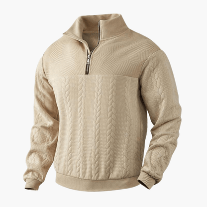 Classic Crew Neck Cable Knit Sweater for Men
