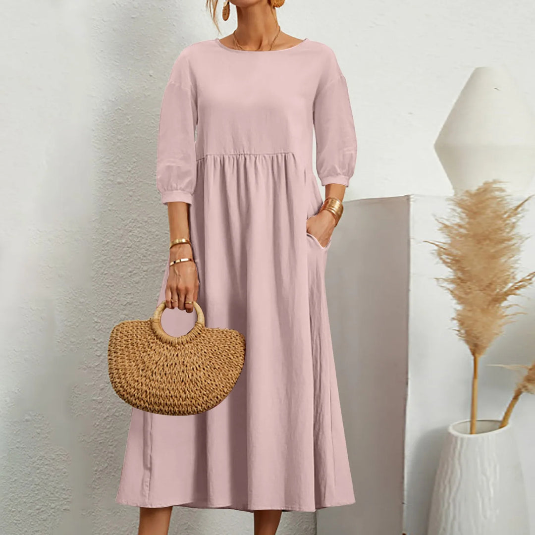 Relaxed Fit Floral Midi Dress Comfortable Everyday Wear