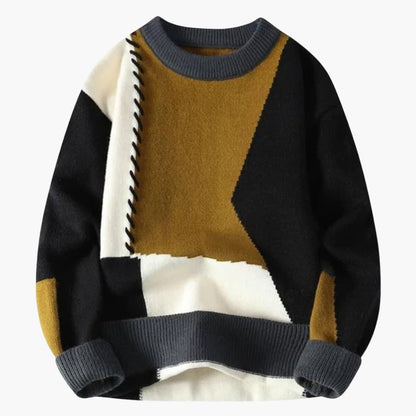 Cozy Mens Patchwork Knit Sweater