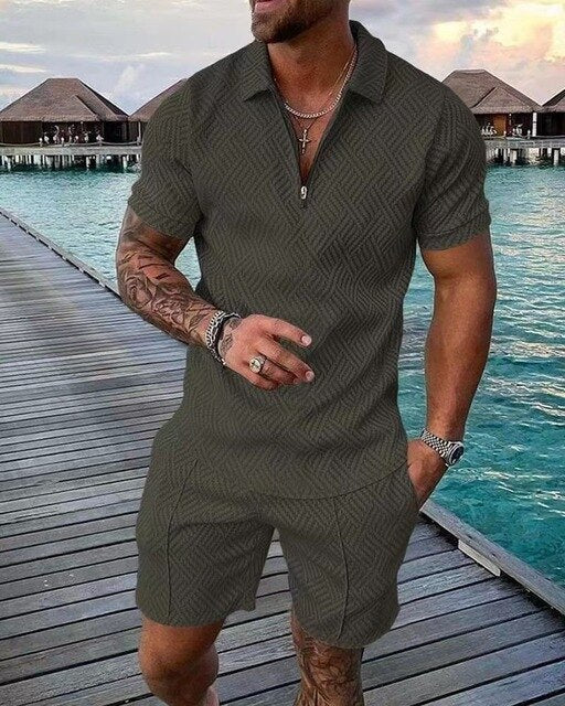 Comfortable Men's Polo and Shorts Combo Set