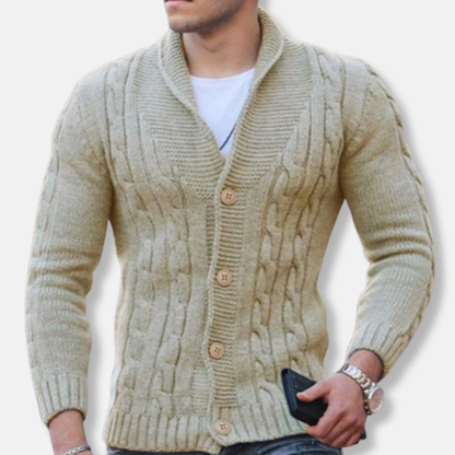 Cozy Men's Crew Neck Long Sleeve Cardigan Sweater