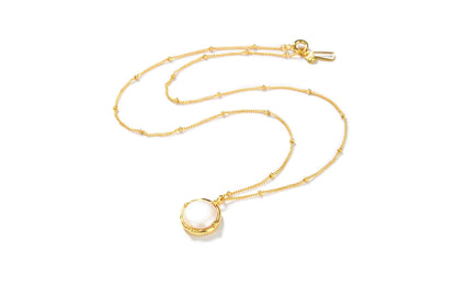 Luxurious Pearl Pendant Necklace, Sterling Silver, Gold Finish