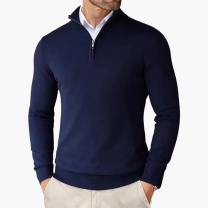 Men's Quarter Zip Ribbed Sweater